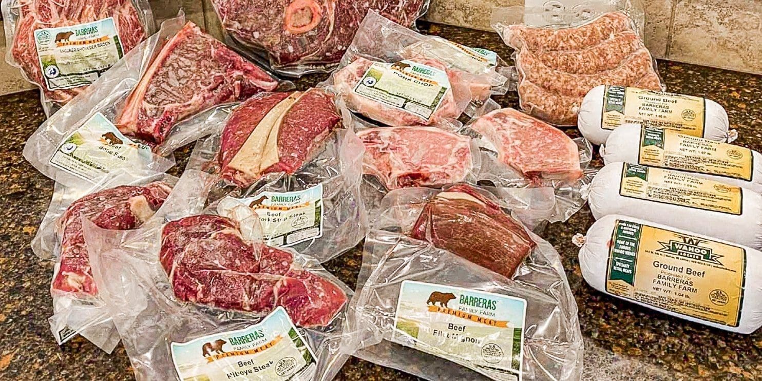 an assortment of hormone free meat from barreras family far